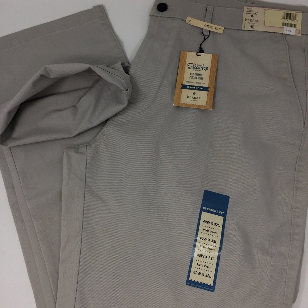 Haggar Men's Performance Cotton Slack Straight-Fit